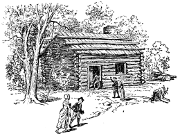 A one-room log schoolhouse