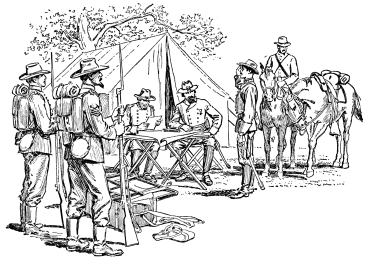 A drawing of a camp scene.