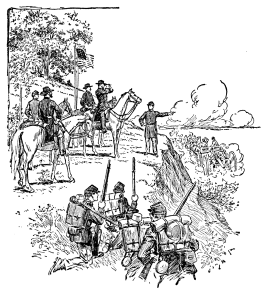 A drawing of soldiers ready for battle.