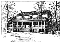 A drawing of a two story house.