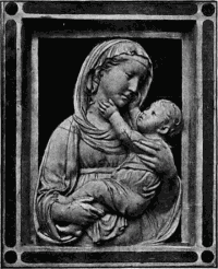 116A. Glasiertes Thonrelief der Madonna von Luca della Robbia.
