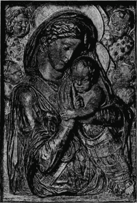 39A. Bemaltes Thonrelief der Madonna von Donatello.
