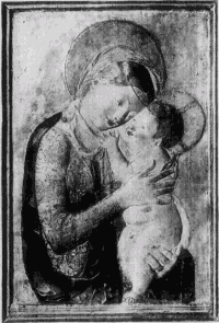 62B. Bemaltes Stuckrelief der Madonna von Desiderio.