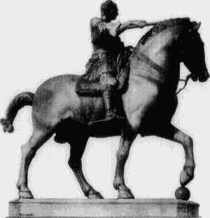 ∗ Reiterstatue des Gattamelata von Donatello in Padua.
