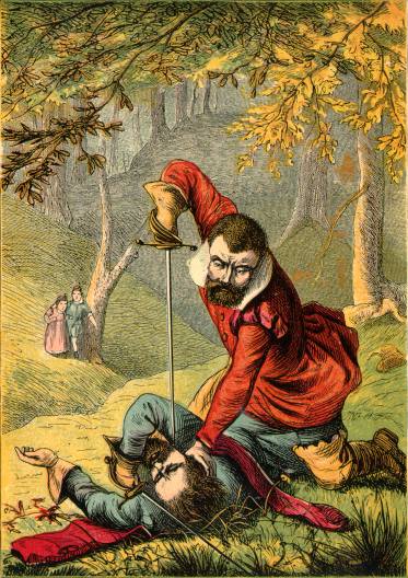 Illustration: Ruffian being killed.