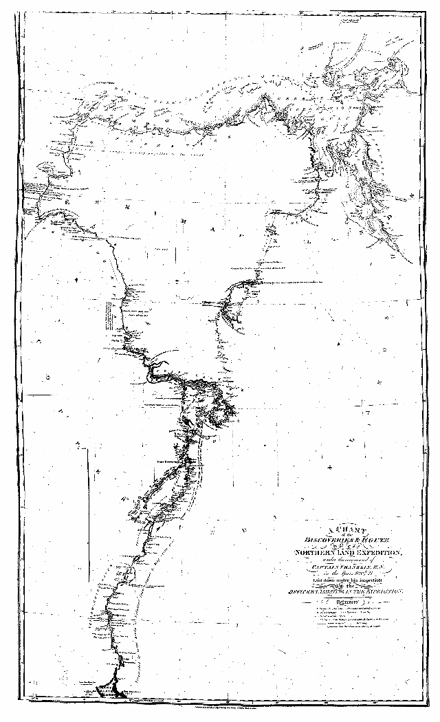 A Chart of the Discoveries & Route of the Norther Land Expedition
under the command of Captain Franklin, R. N. in the years 1820/21.