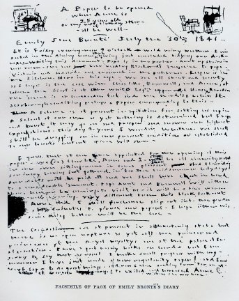 Facsimile of page of Emily Brontë’s Diary