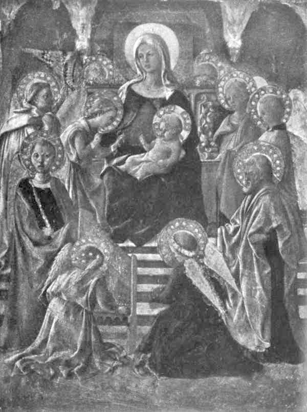 MADONNA ENTHRONED WITH SAINTS AND ANGELS.