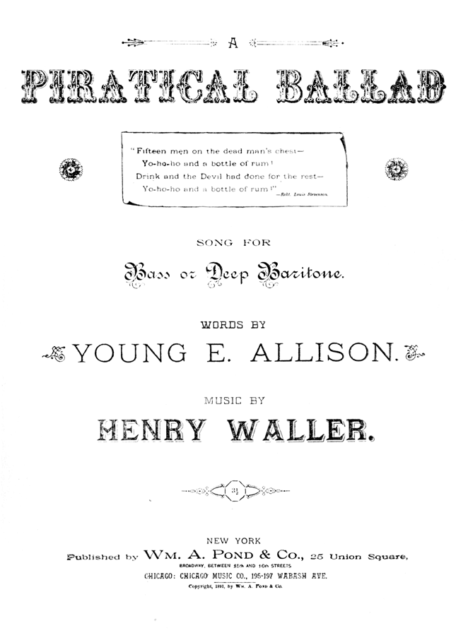 Title Page from 'A Piratical Ballad', song for Bass or Deep Baritone