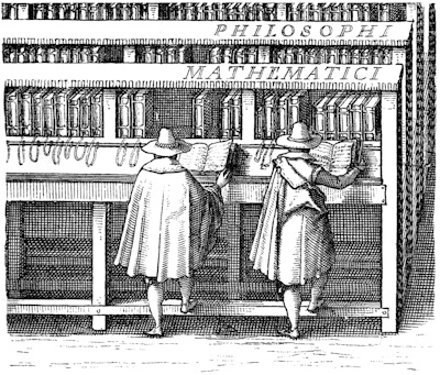Fig. 5. Bookcases in the library of the University of Leiden: from a print by J.C. Woudanus, dated 1610. (Lent by the Syndics of the University Press.)