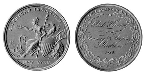 Silver medal won by Mr. Hussey with the Reaper at New
York in 1852