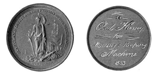 Gold medal won by Mr. Hussey with the Reaper at Baltimore
in 1853