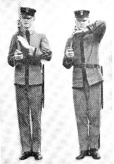 COMMON ERRORS IN RIFLE SALUTE AT RIGHT SHOULDER ARMS.