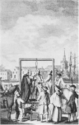 A PIRATE BEING HANGED AT EXECUTION DOCK, WAPPING.
