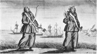 ANN BONNY AND MARY READ, CONVICTED OF PIRACY, NOVEMBER 28, 1720, AT A COURT OF VICE-ADMIRALTY HELD AT ST. JAGO DE LA VEGA IN THE ISLAND OF JAMAICA.
