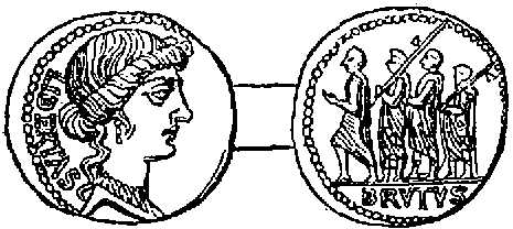 Coin representing the children of Brutus led to death by Lictors.