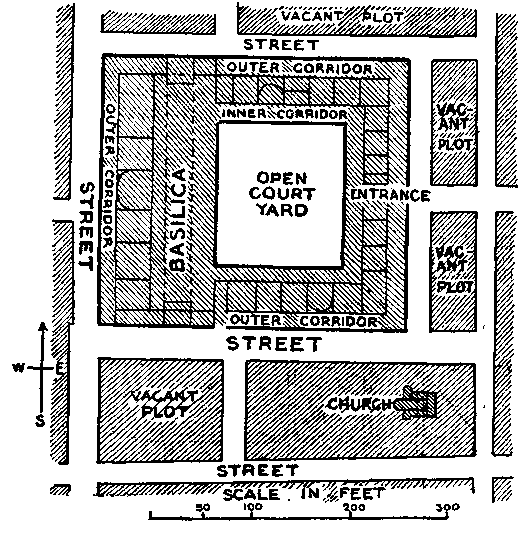 Fig. 5.--Plan of Forum, Basilica and surroundings, Silchester.