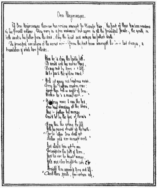 A PAGE OF THE MANUSCRIPT OF BORROW'S SONGS OF
SCANDINAVIA—AN UNPUBLISHED WORK