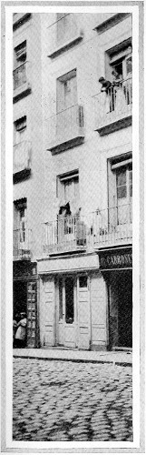 WHERE BORROW LIVED IN MADRID

The house of Maria Diaz in the Calle del Santiago. Borrow occupied the
third floor front. A laundry is now in possession.