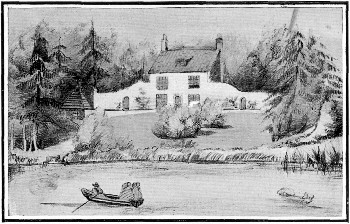 OULTON COTTAGE FROM THE BROAD

Showing the summer house on the left from a sketch by Henrietta
MacOubrey. The house which has replaced it has another aspect.