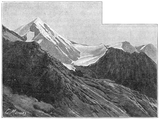 Ingang van het Kasjkateur-dal. Wij noemden den top van 4250 M., dien wij hadden bestegen, den Kasjkateur-Tao.