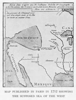 MAP PUBLISHED IN PARIS IN 1752 SHOWING THE SUPPOSED SEA OF THE WEST
