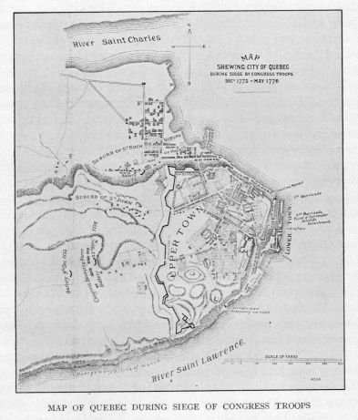 MAP OF QUEBEC DURING SIEGE OF CONGRESS TROOPS