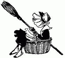 Old woman in a basket