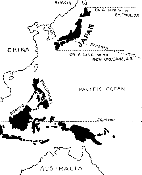 Japan's relation to eastern Asia.