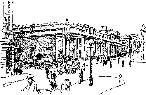 The Bank of England, showing the Threadneedle Street entrance.
