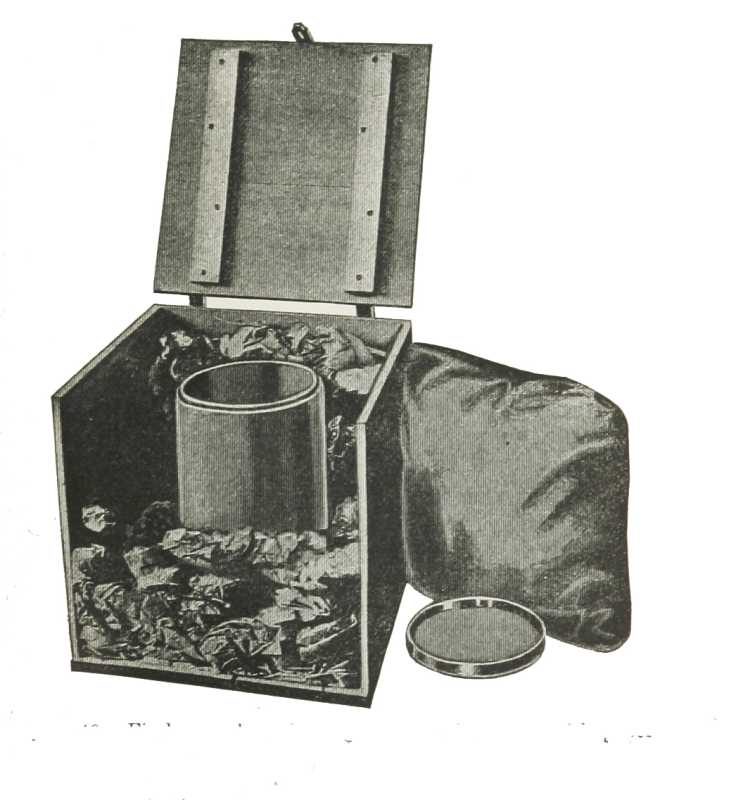 Fireless cooker, showing method of packing with
paper