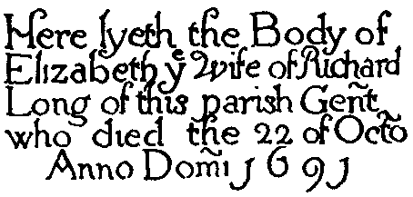 60. INSCRIPTION FROM ENGLISH SLATE TOMBSTONES, 1691. F. C. B.