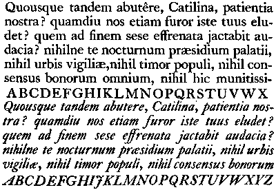 61. ROMAN AND ITALIC TYPE. FROM THE SPECIMEN BOOK OF WILLIAM CASLON, 1734