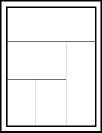 A double rectangular frame with six (different-sized) rectangles fitted inside.