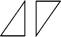 A pair of congruent non-isosceles right-angled triangles, placed with their vertical sides nearest one another.