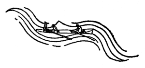 line drawing, boat in waves