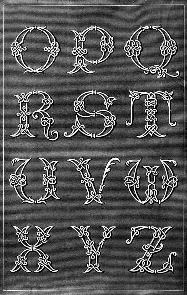 FIG. 879. ALPHABET IN SOUTACHE. LETTERS O TO Z.