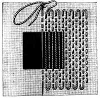 FIG. 40.
LINEN DARNING. DRAWING IN THE
WARP THREADS.