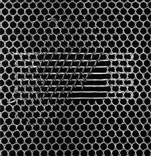 FIG. 140. NET DARNING.
LAYING THE SECOND THREAD.
