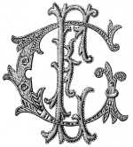 FIG. 209.
MONOGRAM COMPOSED OF LETTERS G AND
E DRAWN FROM THE ALPHABETS OF
MONOGRAMS.
MATERIALS: Coton &agrave; broder D.M.C
No. 120 white
and Coton surfin D.M.C No. 120,
unbleached.