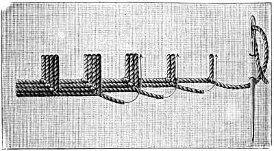 FIG. 218. SHOWING THE WORKING OF THE OUTSIDE
STITCHES IN FIG. 217.
