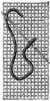 FIG. 301. TWO-SIDED ITALIAN STITCH. POSITION OF THE NEEDLE
FOR THE 2ND AND 3RD STITCHES.