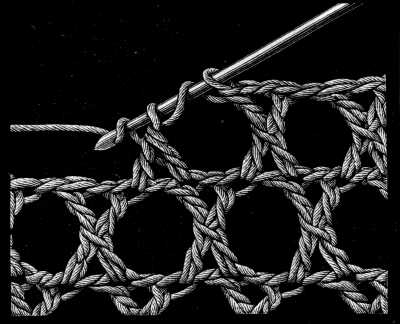 FIG. 422. CROSSED TREBLES, SET BETWEEN THOSE
OF THE PRECEDING ROW.