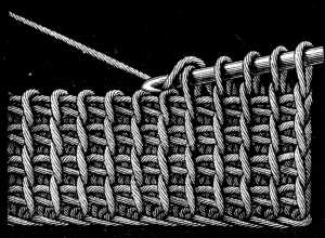 FIG. 444.
PLAIN TUNISIAN CROCHET.