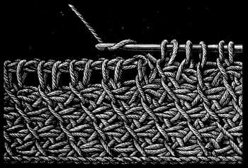 FIG. 446.
SLANTING PLAITED TUNISIAN STITCH.