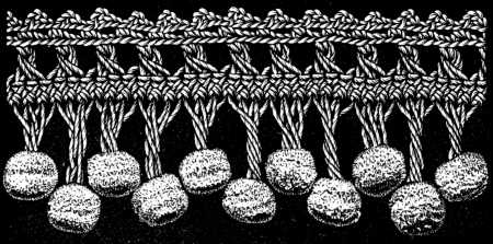 FIG. 456. HAIRPIN FRINGE WITH TWO LINES OF BALLS,
ONE ABOVE THE OTHER.