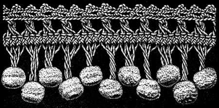 FIG. 456. HAIRPIN FRINGE WITH TWO LINES OF BALLS,
ONE ABOVE THE OTHER.