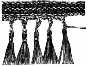 FIG. 457.
FRINGE MADE WITH LACET OR SOUTACHE
(BRAID).