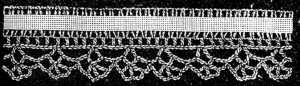FIG. 460.
LACE MADE ON POINT LACE BRAID.