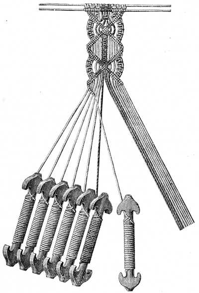 FIG. 553. GIMP MADE WITH MACRAM&Eacute; SHUTTLES.